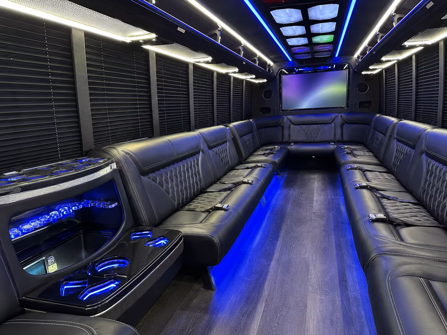 laredo 20 passenger party bus inside