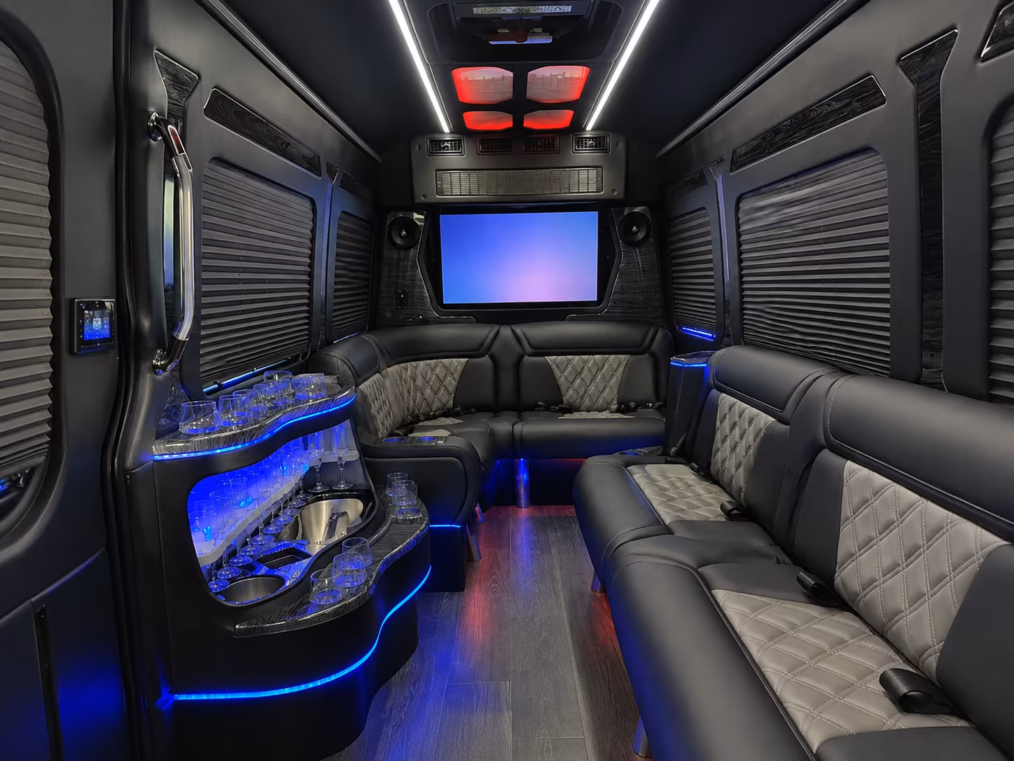 laredo 50 passenger party bus inside